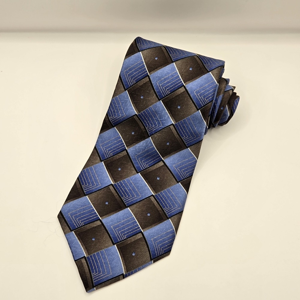 Palatina Mens Tie Silk 100% Imported Silk, Blue‎ & Brown